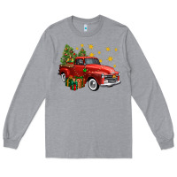 Heather Grey christmas truck Long Sleeve Tee - FaDigitalArtStudio