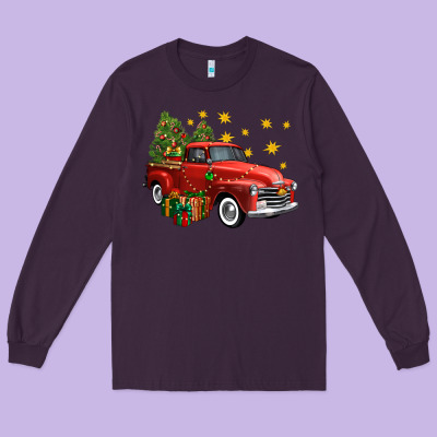 Christmas Truck Long Sleeve Tee Designed By Fadigitalartstudio