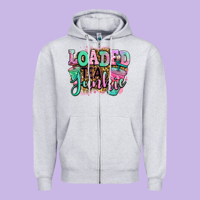Loaded Tea Junkie Zipper Hoodie Designed By Jasminsmagicworld