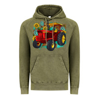 Vintage Olive western tractor Vintage Hoodie - texasbilliewilder