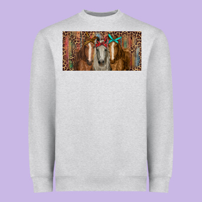Heavyweight Sweatshirt Horses with serape and leopard