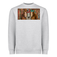 Heather Grey Horses with serape and leopard Heavyweight Sweatshirt - RanaPortraitStore