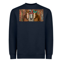 Navy Horses with serape and leopard Heavyweight Sweatshirt - RanaPortraitStore
