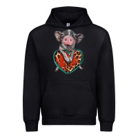 Black baby pig with leopard heart Urban Hoodie - BarkalooDesign