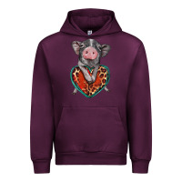 Mauve Wine baby pig with leopard heart Urban Hoodie - BarkalooDesign