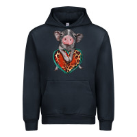 Navy baby pig with leopard heart Urban Hoodie - BarkalooDesign