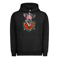 Pigment Black baby pig with leopard heart Urban Hoodie - BarkalooDesign