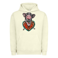 Pigment Pistachio baby pig with leopard heart Urban Hoodie - BarkalooDesign