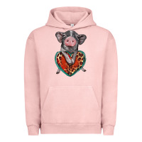 Pigment Salmon baby pig with leopard heart Urban Hoodie - BarkalooDesign