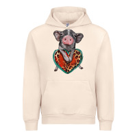 Sandshell baby pig with leopard heart Urban Hoodie - BarkalooDesign