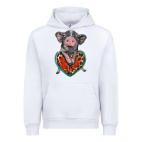 White baby pig with leopard heart Urban Hoodie - BarkalooDesign