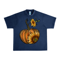 Navy pumpkin with sunflower Urban Heavy Tee - RanaPortraitStore