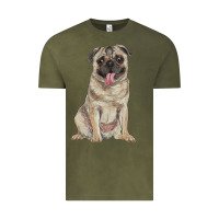 Vintage Olive pug Vintage Tee - RanaPortraitStore
