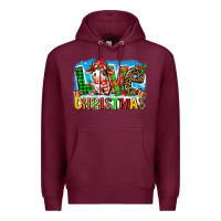 Burgundy love christmas cow Premium Hoodie - MaliasSmallBusiness