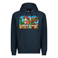 Navy love christmas cow Premium Hoodie - MaliasSmallBusiness