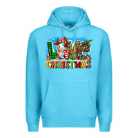 Ocean Blue love christmas cow Premium Hoodie - MaliasSmallBusiness