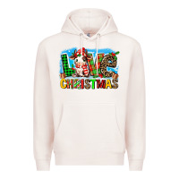 Pale Pink love christmas cow Premium Hoodie - MaliasSmallBusiness