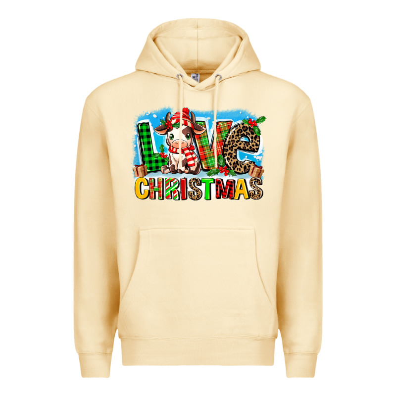 Love Christmas Cow Premium Hoodie by MaliasSmallBusiness | Teevron