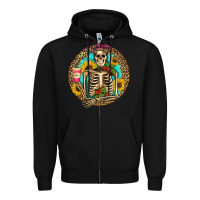 Black western skeleton coffee sunflowers Zipper Hoodie - Artiststas