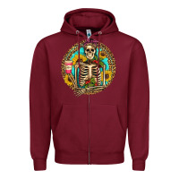 Burgundy western skeleton coffee sunflowers Zipper Hoodie - Artiststas