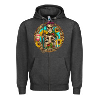 Charcoal Heather western skeleton coffee sunflowers Zipper Hoodie - Artiststas