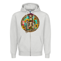 Dove Grey western skeleton coffee sunflowers Zipper Hoodie - Artiststas