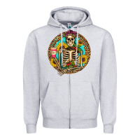 Heather Grey western skeleton coffee sunflowers Zipper Hoodie - Artiststas