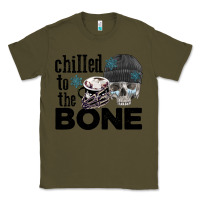 Army Green Chilled to the bone skull winter Classic Tee - FaDigitalArtStudio