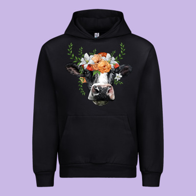 Holstein Cow Head Urban Hoodie Designed By Barkaloodesign