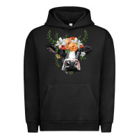 Pigment Black holstein cow head Urban Hoodie - BarkalooDesign