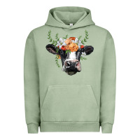 Pigment Oil Green holstein cow head Urban Hoodie - BarkalooDesign