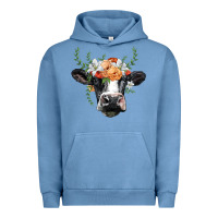 Pigment Pebble Blue holstein cow head Urban Hoodie - BarkalooDesign