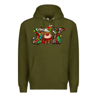 Army Green joy christmas deer Premium Hoodie - MaliasSmallBusiness