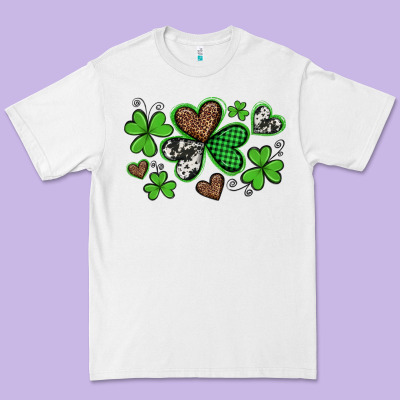 Western St Patricks Day Shamrocks And Hearts Premium Tee Designed By Artiststas