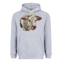 Heather Grey Charolais Cattle Face Heavyweight Hoodie - LillyAllenDesigns