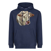 Navy Charolais Cattle Face Heavyweight Hoodie - LillyAllenDesigns