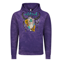 Cloud Purple wild soul boho bull skull Vintage Hoodie - texasbilliewilder
