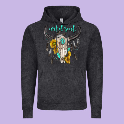 Vintage Hoodie wild soul boho bull skull