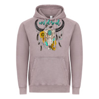 Vintage Zinc wild soul boho bull skull Vintage Hoodie - texasbilliewilder