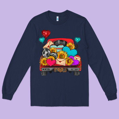 Western Truck With Heart Long Sleeve Tee Designed By Hra Design Shop