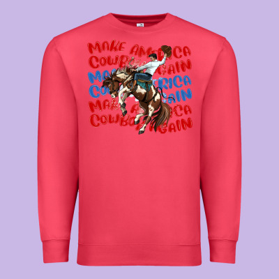 Make America Cowboy Again Premium Sweatshirt Designed By Maliassmallbusiness