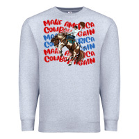 Heather Grey make america cowboy again Premium Sweatshirt - MaliasSmallBusiness
