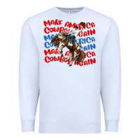 White make america cowboy again Premium Sweatshirt - MaliasSmallBusiness