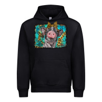 Black baby pig with leopard background Urban Hoodie - BarkalooDesign