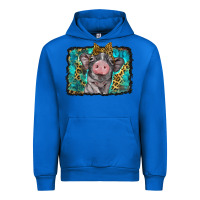 Cobalt baby pig with leopard background Urban Hoodie - BarkalooDesign