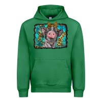 Emerald baby pig with leopard background Urban Hoodie - BarkalooDesign