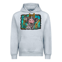 Heather Grey baby pig with leopard background Urban Hoodie - BarkalooDesign