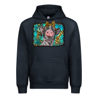 Navy baby pig with leopard background Urban Hoodie - BarkalooDesign