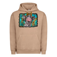 Pigment Burro baby pig with leopard background Urban Hoodie - BarkalooDesign