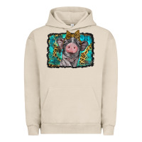 Pigment French Oak baby pig with leopard background Urban Hoodie - BarkalooDesign